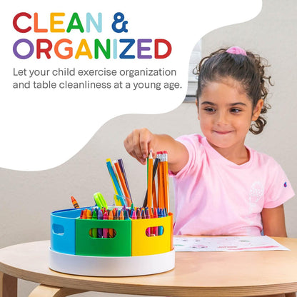 PUZZLE EZ Art Supply Storage Organizer - Rotating Lazy Susan Caddy for Crayons, Markers & Pencils