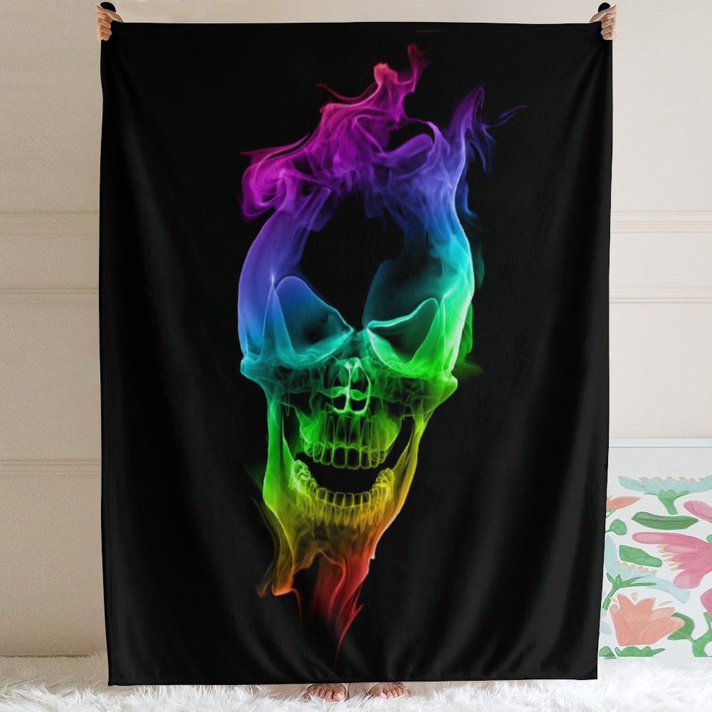 Smoking Skull Blanket Throw Soft Warm Flannel Blanket for Bed Sofa Couch Halloween for Kids 50"x40"