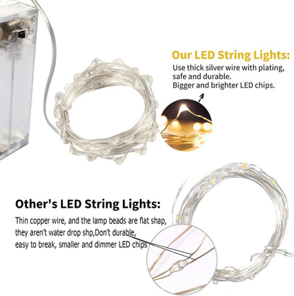 Oakhaomie LED Fairy Lights - 16ft 50 LED Twinkle String Lights with Timer | Waterproof for Indoor Decor