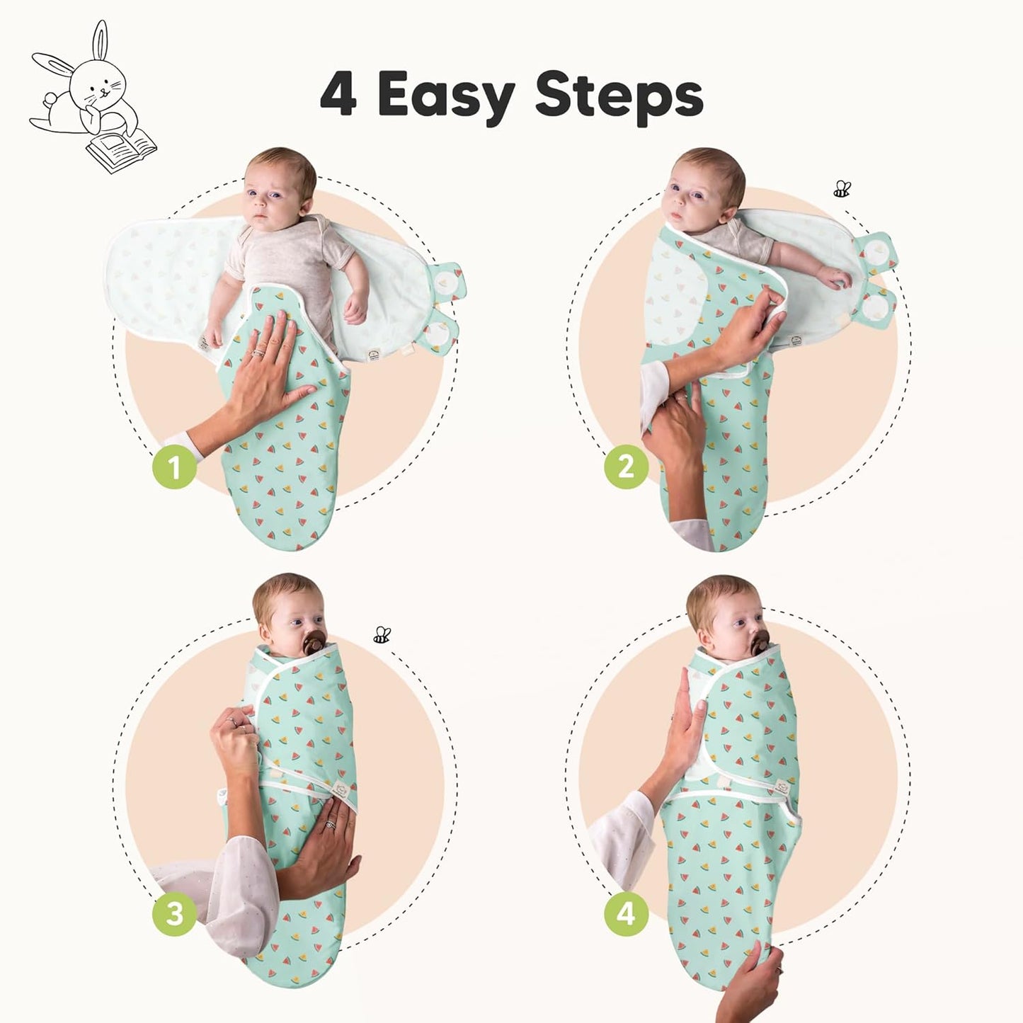 Skiennix Organic Baby Swaddle Sleep Sacks - Soft & Snug for Newborns 0-3 Months | Beach Day, OS, 3-Pack