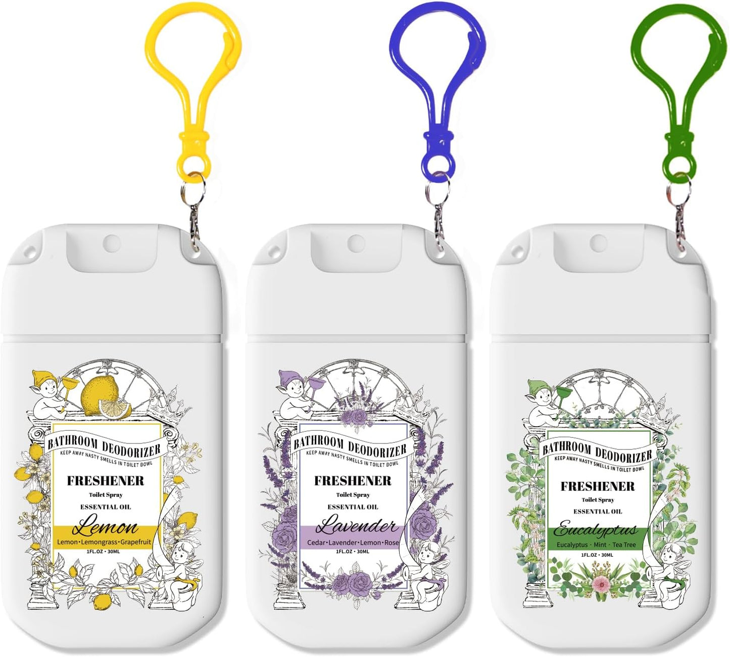 Skiennix Travel Size Toilet Spray - Air Freshener Bathroom Deodorizer | Lemon Lavender Eucalyptus Scent