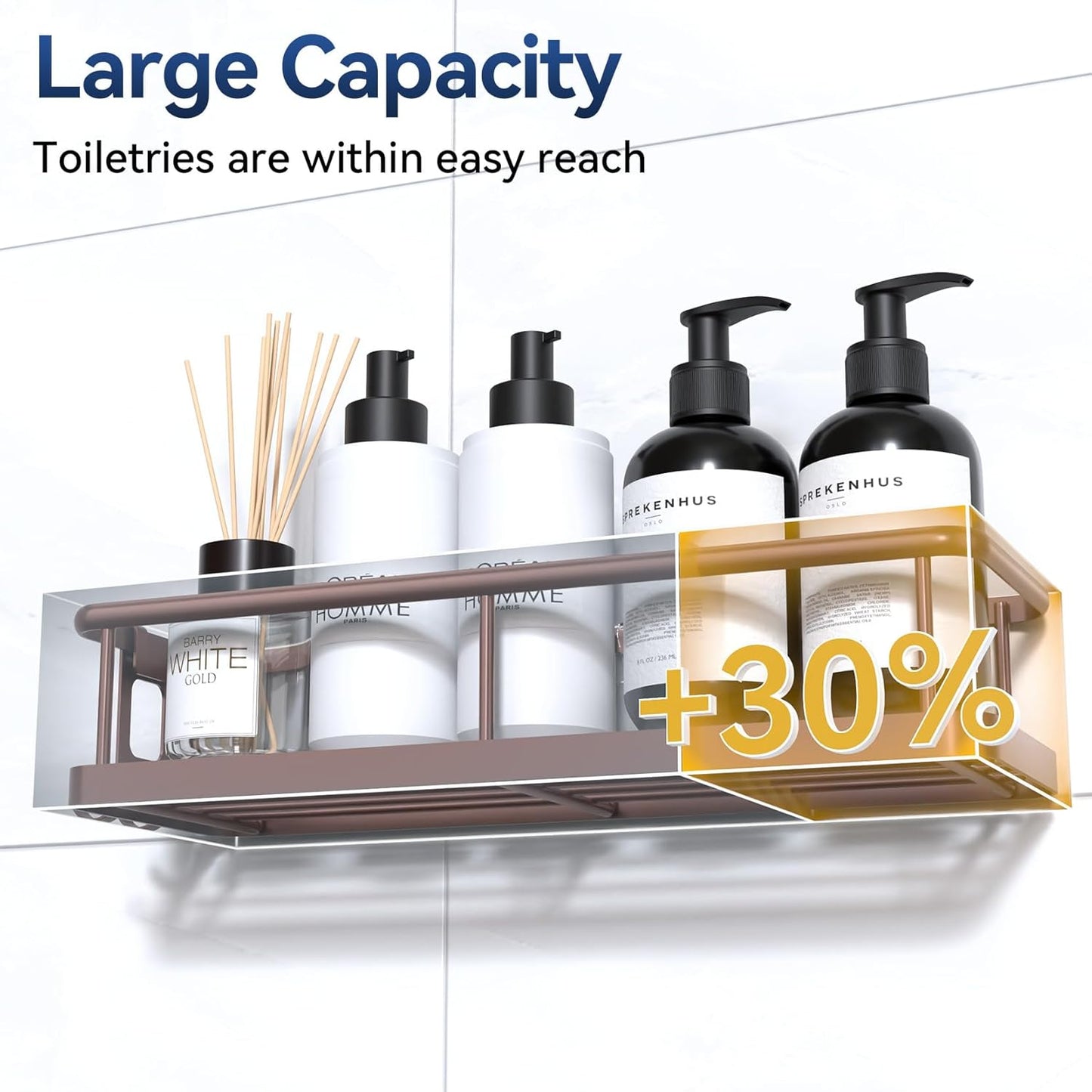 YASONIC Shower Caddy - No Drill Bathroom Organizer with Removable Hooks | Rust-Proof Wall-Mounted Shelves, 2 Pack Bronze