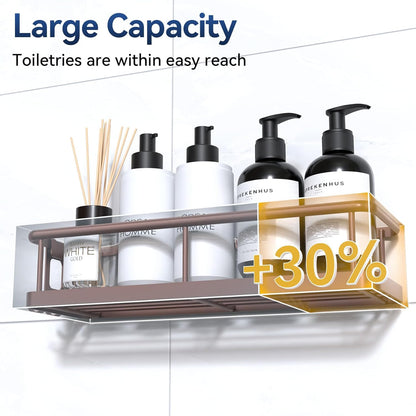 YASONIC Shower Caddy - No Drill Bathroom Organizer with Removable Hooks | Rust-Proof Wall-Mounted Shelves, 2 Pack Bronze