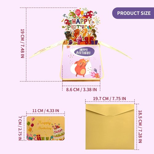 Happy Birthday Pop-Up Card by [Brand Name] - 3D Celebration Gift Box for Family & Friends