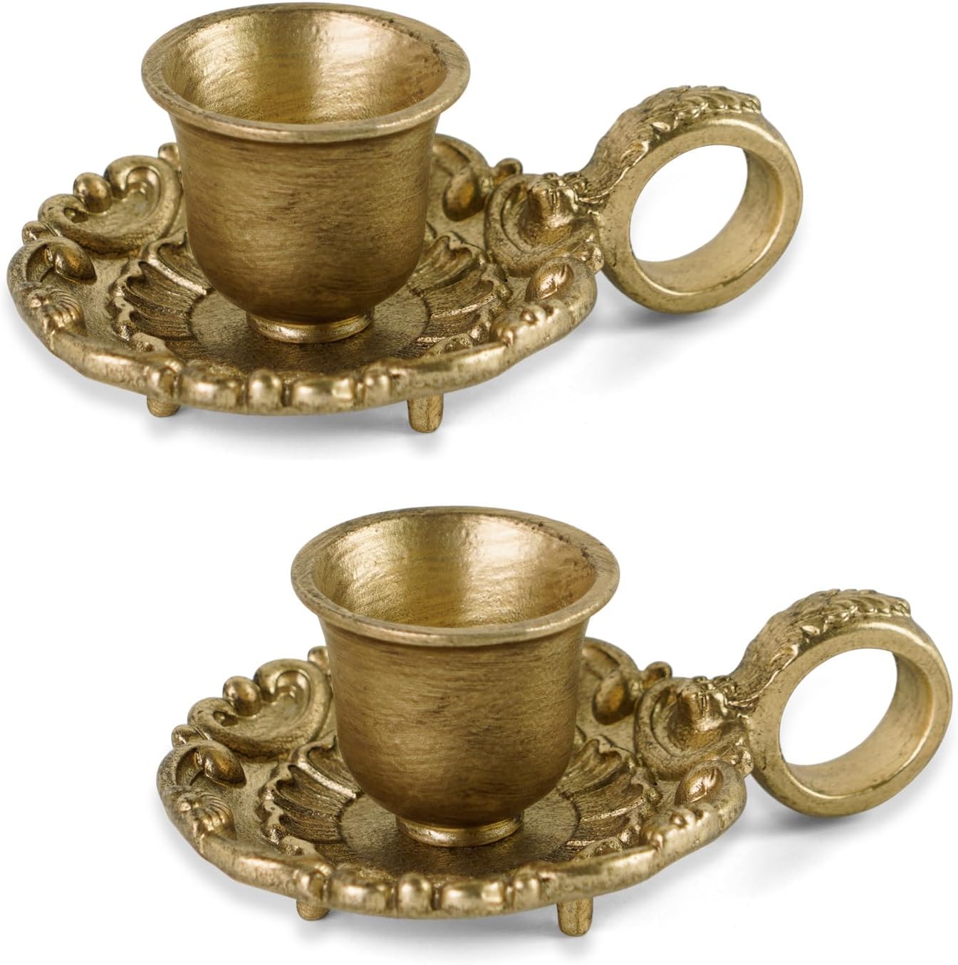 NIKKY HOME Gold Taper Candle Holders - Vintage Metal Candlesticks for Elegant Table Centerpieces | Set of 2