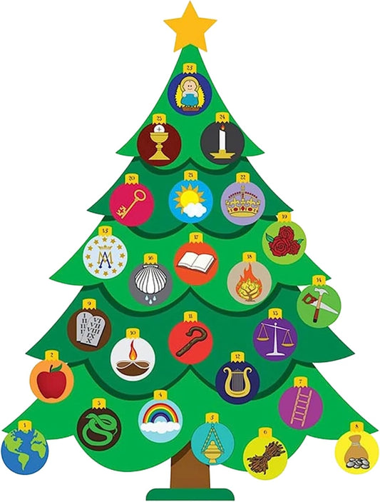 Needzo Jesse Tree Magnetic Advent Calendar - Traditional Christian Countdown to Christmas 2024, 8 x 12 Inches