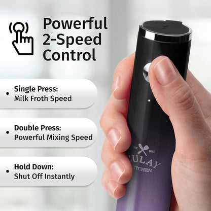 Zulay Kitchen Rechargeable Milk Frother Handheld Lux - Powerful 2-Speed Motor, Waterproof, 2000mAh Battery - Drink Mixer for Latte, Cappuccino, Matcha & Protein Powder - Lux Galaxy