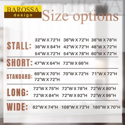 Barossa Design X-Long Shower Curtain Liner with 6 Magnets - 72" x 92", Waterproof PEVA Shower Liner for Bathroom, PVC Free, Metal Grommets - Clear, 72X92
