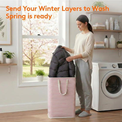 Lifewit Laundry Basket - 80L Collapsible Hamper with Reinforced Handles | Waterproof Design in Pink