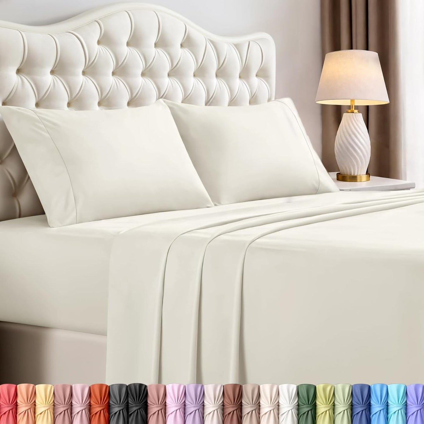 Utopia Bedding California King Sheet Set - Soft, Breathable Microfiber, 4-Piece in Ivory | Oeko-Tex Certified