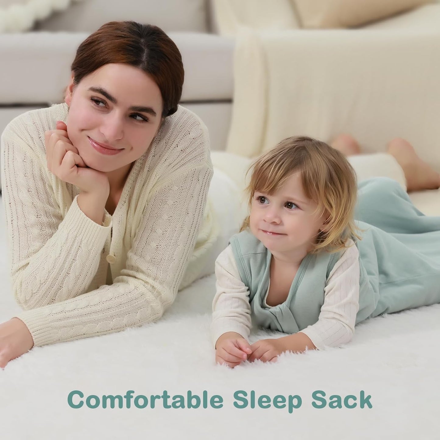 Mosebears Sleep Sack - Baby Winter Wearable Blanket with 2-Way Zipper | 2.5 TOG Cotton, Calm Sage, 12-18 Months