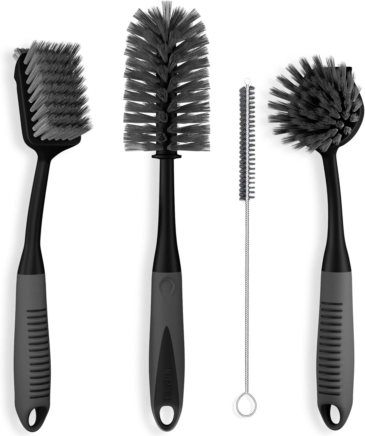 Skiennix Dish Brush Set of 4 - Non-Slip Kitchen Scrub Brushes for Easy Cleaning | Black