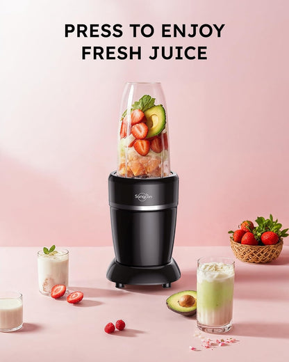 Sangcon 1000W Smoothie Blender - Portable Kitchen Blender with 3 Cups & Multiple Caps for Shakes & Frozen Drinks