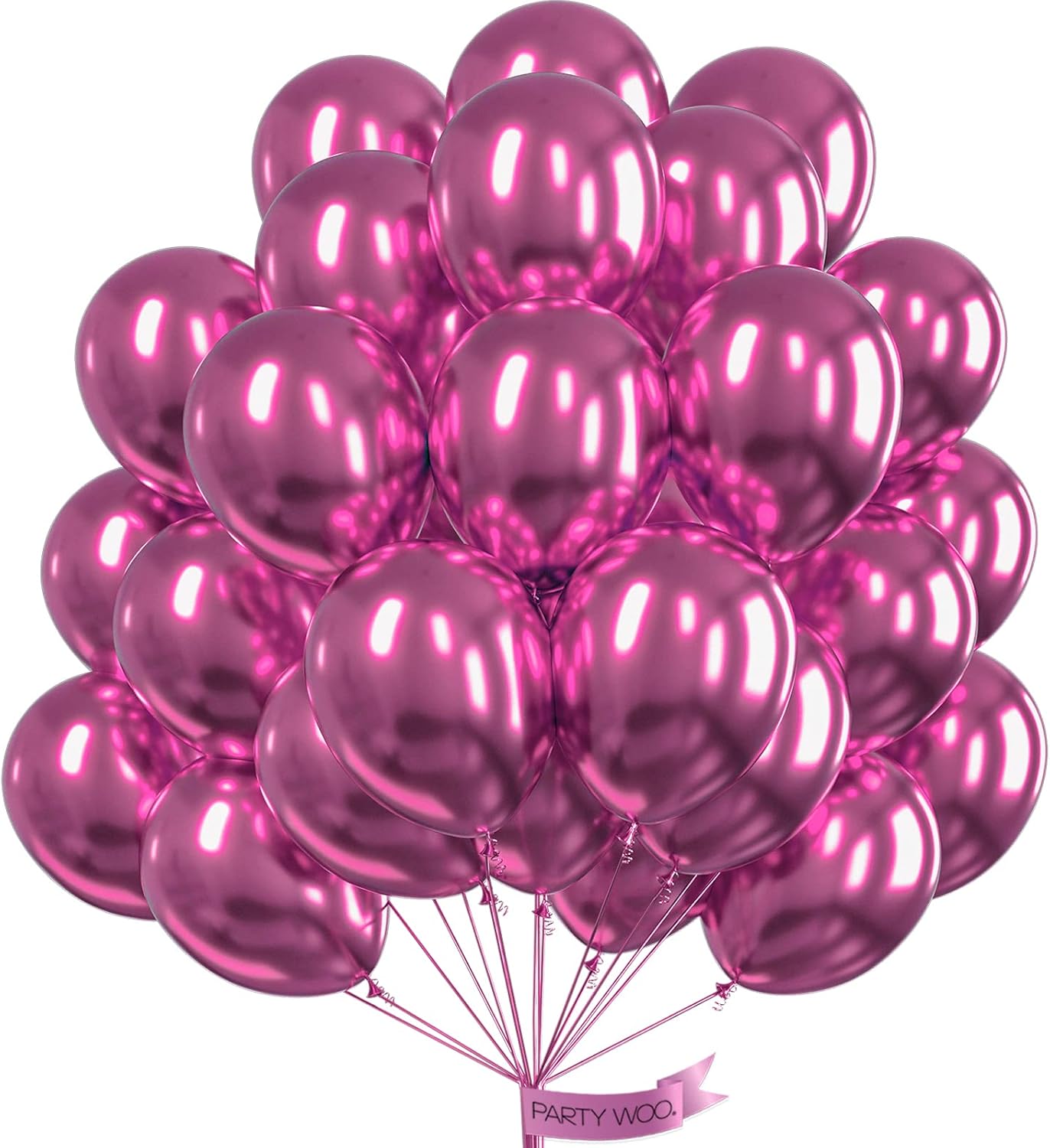 PartyWoo Metallic Hot Pink Balloons - 50 Pcs 12 Inch Latex Helium Balloons for Celebrations