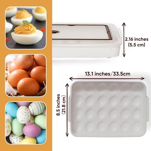 77L Deviled Egg Container Set - Clear Plastic Egg Tray Carrier with Lid for 48 Eggs | Stackable & Portable