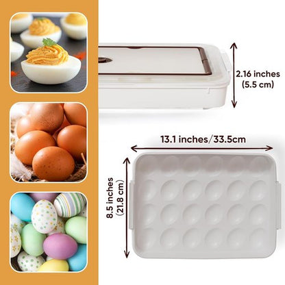 77L Deviled Egg Container Set - Clear Plastic Egg Tray Carrier with Lid for 48 Eggs | Stackable & Portable