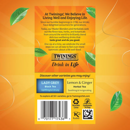 Twinings Earl Grey Lavender Black Tea - Citrus & Bergamot Flavor, 20 Individually Wrapped Bags