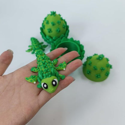 Enchanted 3D Egg - Handcrafted Collectible with Miniature Green Crystal Dragon & Egg | Fantasy Decor Gift
