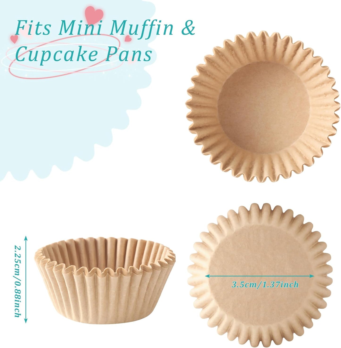 Regine Switzerland Brown Paper Cupcake Liners - 1000 Count, Greaseproof Baking Muffin Wrappers, 1.4 Inch