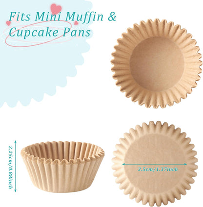 Regine Switzerland Brown Paper Cupcake Liners - 1000 Count, Greaseproof Baking Muffin Wrappers, 1.4 Inch