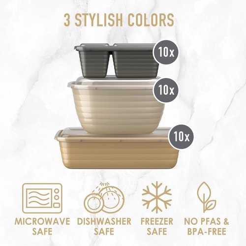 Bentgo Prep 60-Piece Meal Prep Kit - Reusable BPA-Free Food Containers & Trays | Microwave & Dishwasher Safe