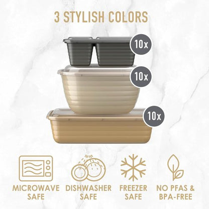 Bentgo Prep 60-Piece Meal Prep Kit - Reusable BPA-Free Food Containers & Trays | Microwave & Dishwasher Safe