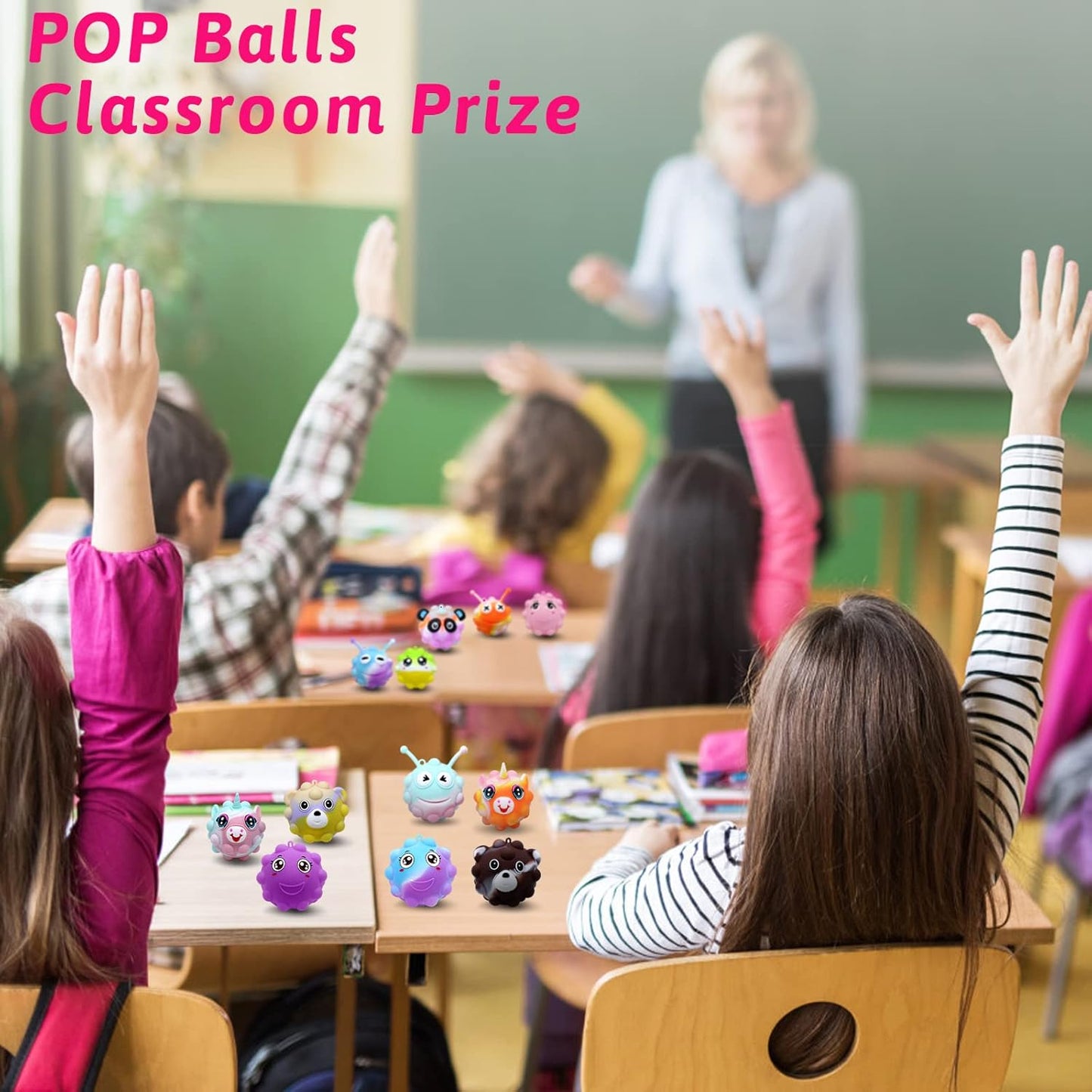 Animal Pop Balls Party Favors - 30 Pack 3D Fidget Toys for Kids | Birthday Goodie Bag Stuffers