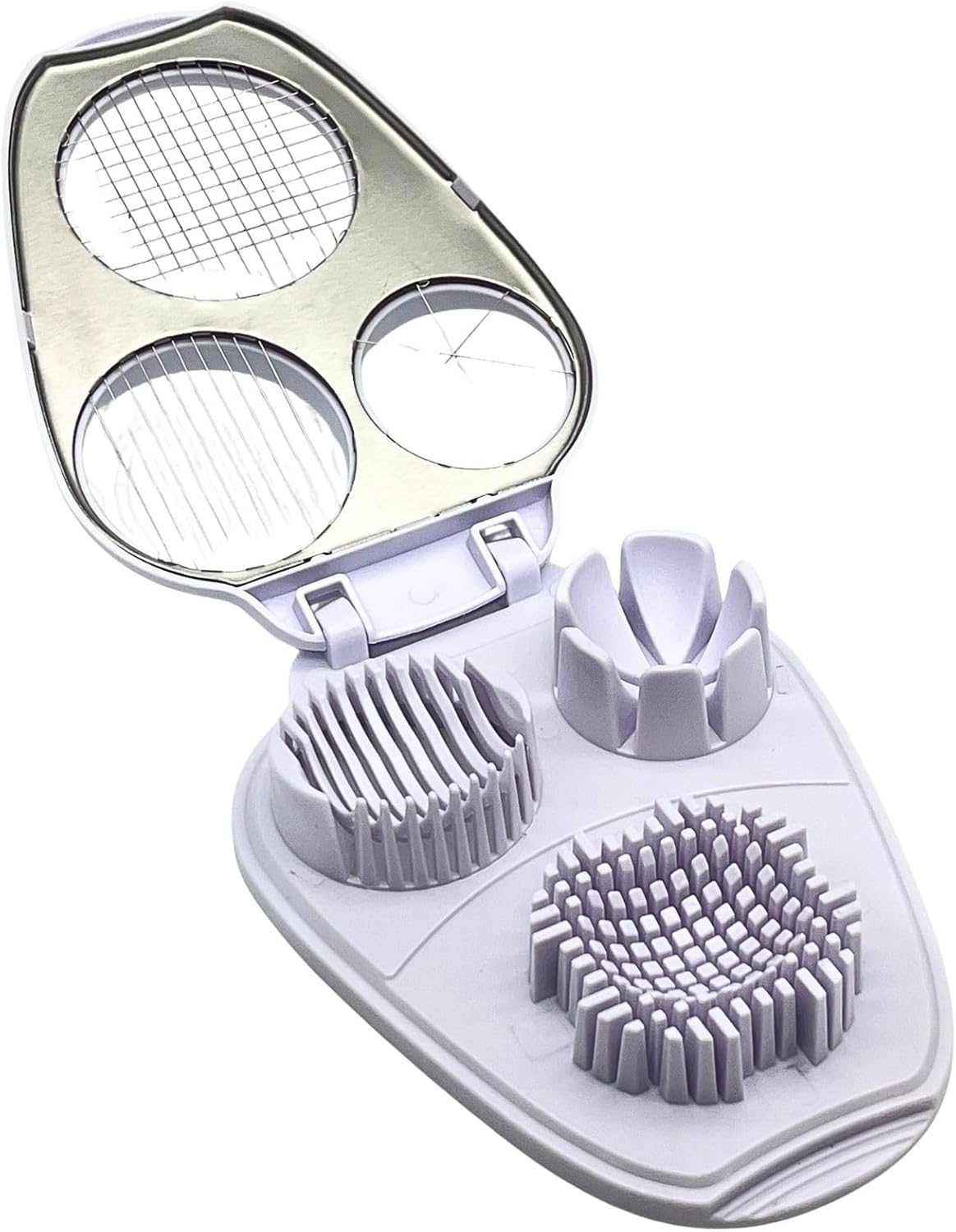Skiennix 3-in-1 Boiled Egg Slicer - Versatile Kitchen Tool for Eggs, Tomatoes, Strawberries & Bananas | White