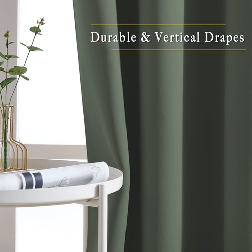 NICETOWN Bedroom Curtains 63 inch Length 2 Panels - Grommet Top Blackout Room Darkening Sound Reduction Privacy Thermal Drapes for Flat/Laundry, Dark Mallard, W52 x L63