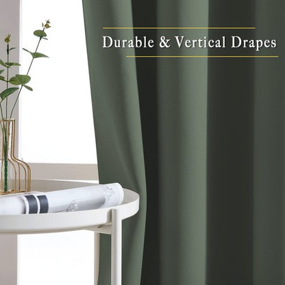 NICETOWN Bedroom Curtains 63 inch Length 2 Panels - Grommet Top Blackout Room Darkening Sound Reduction Privacy Thermal Drapes for Flat/Laundry, Dark Mallard, W52 x L63