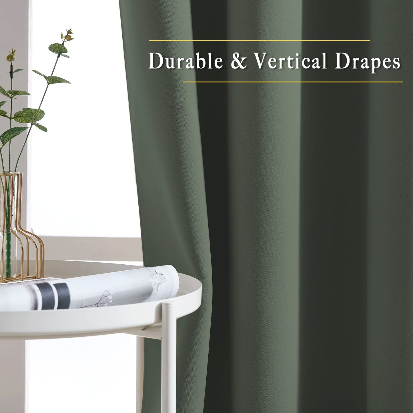 NICETOWN Privacy Blackout Doorway 80 inch Curtains, Grommet Light Blocking Window Treatments Thermal Drapes for Bedroom/Living Room, W46 x L80, 2 Panels, Dark Mallard