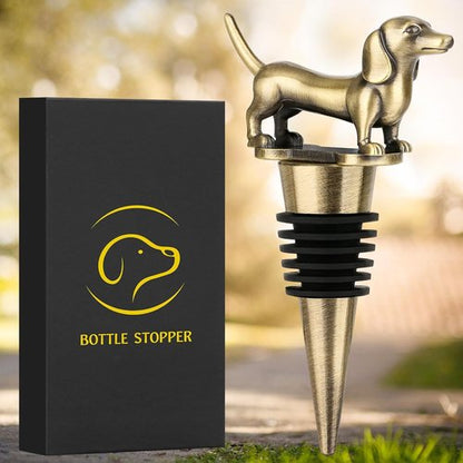 LKKCHER Dachshund Wine Stopper, Wine Gifts for Men Dad Women Sausage Dog Lovers, Bottle Stoppers for Wine Champagne, Birthday Gifts, Father Day Gifts, Christmas Gifts, Bronze