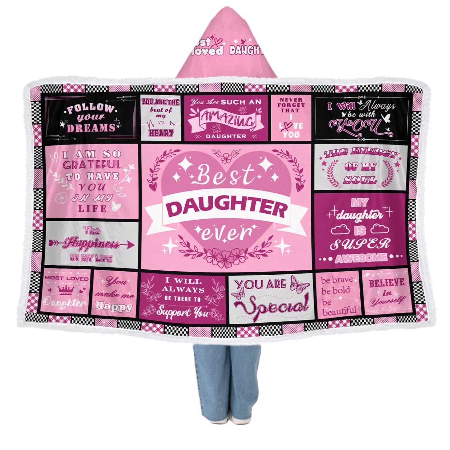 Mother's Day Soft Wearable Blanket Gifts for Daughter who are First Time Mom, Best Daughter Ever Gifts, Throw Blankets Presents for Birthday, Christmas, Daughter Gifts from Mon Dad Parents