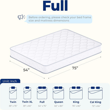 Neo Sleep Full Size Mattress - 8 Inch Hybrid Comfort with Cooling Gel Memory Foam & Spring Support