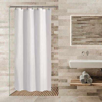 ALYVIA SPRING Stall Fabric Shower Curtain Liner Waterproof - 42" x 72", Soft & Lightweight Stall Size Shower Curtain with Magnets, Machine Washable - 42x72, White