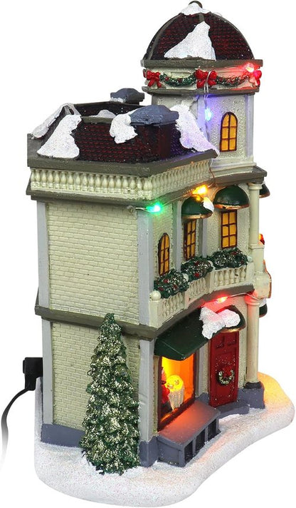 Christmas Village Restaurant | Lighted Musical Snow Village Collectible Building - Ideal for Holiday Decor