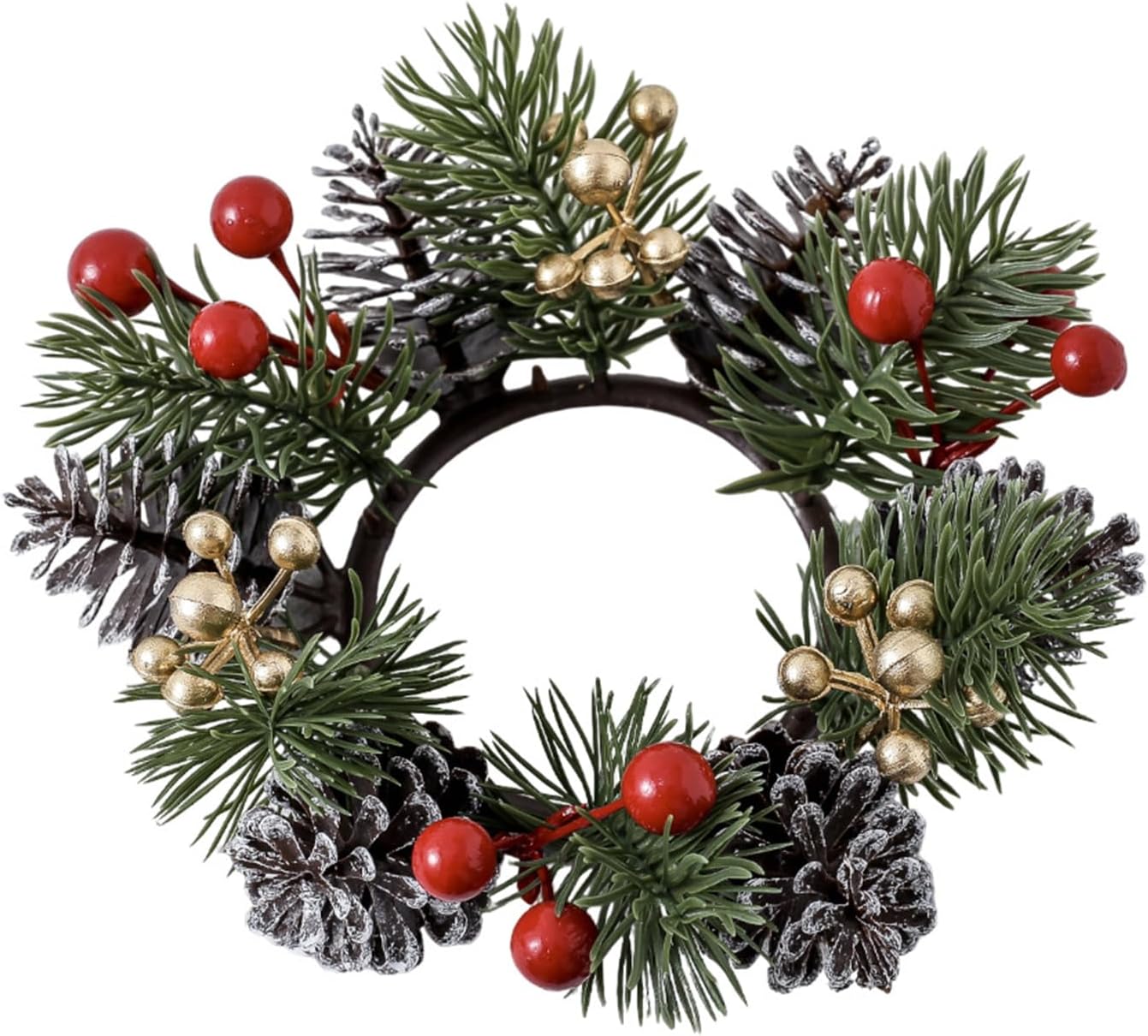 Regine Switzerland Christmas Candle Rings - Elegant Gold & Red Floral Design | 2-Piece Set for Holiday Decor