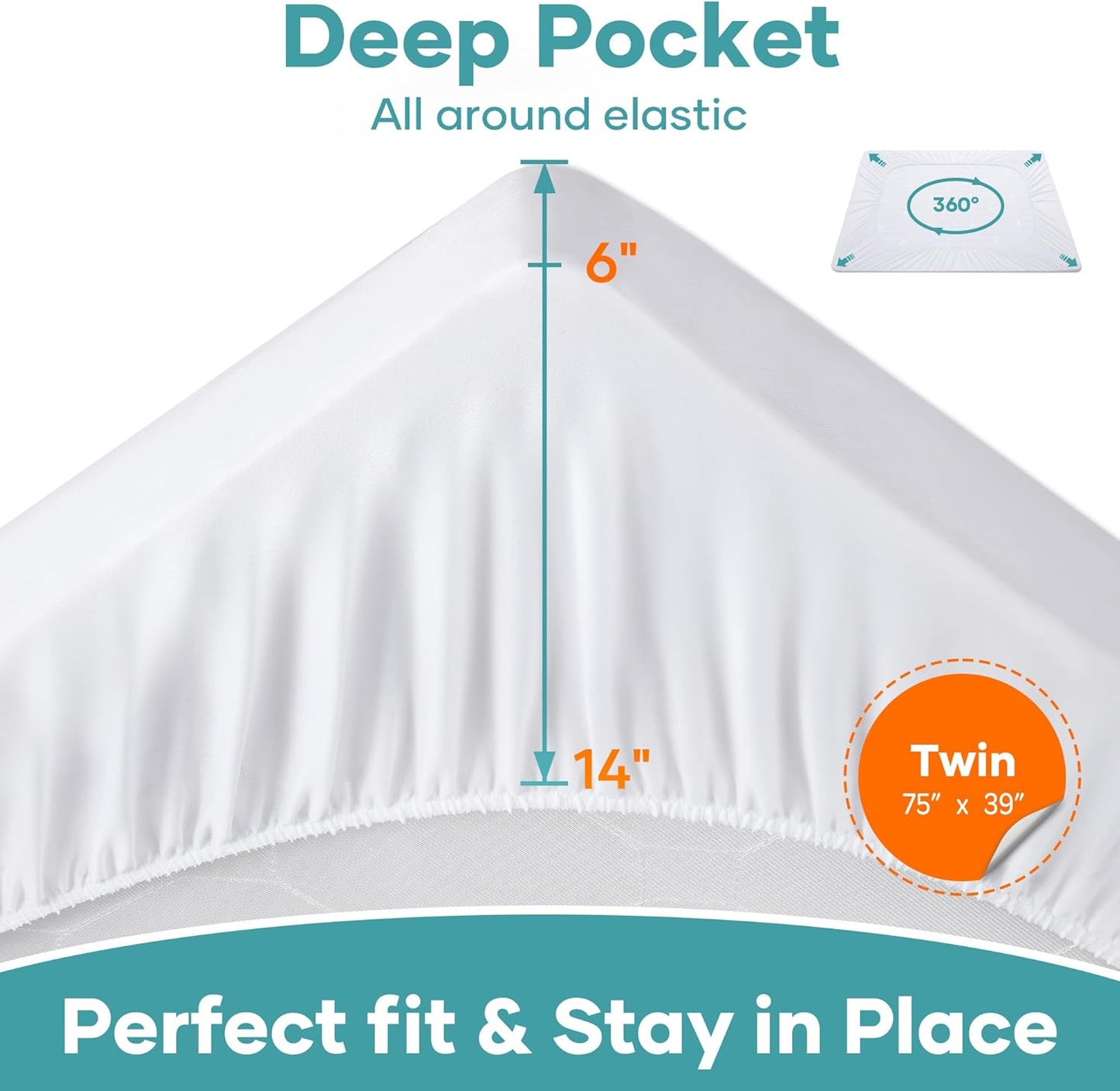 OhGeni Waterproof Mattress Protector - Twin Size Fitted Sheet, Hypoallergenic & Noiseless, 2 Pack