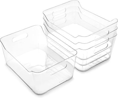 BINO Plastic Organizer Bins - Large 4 Pack | Multi-Use Pantry & Freezer Storage Containers