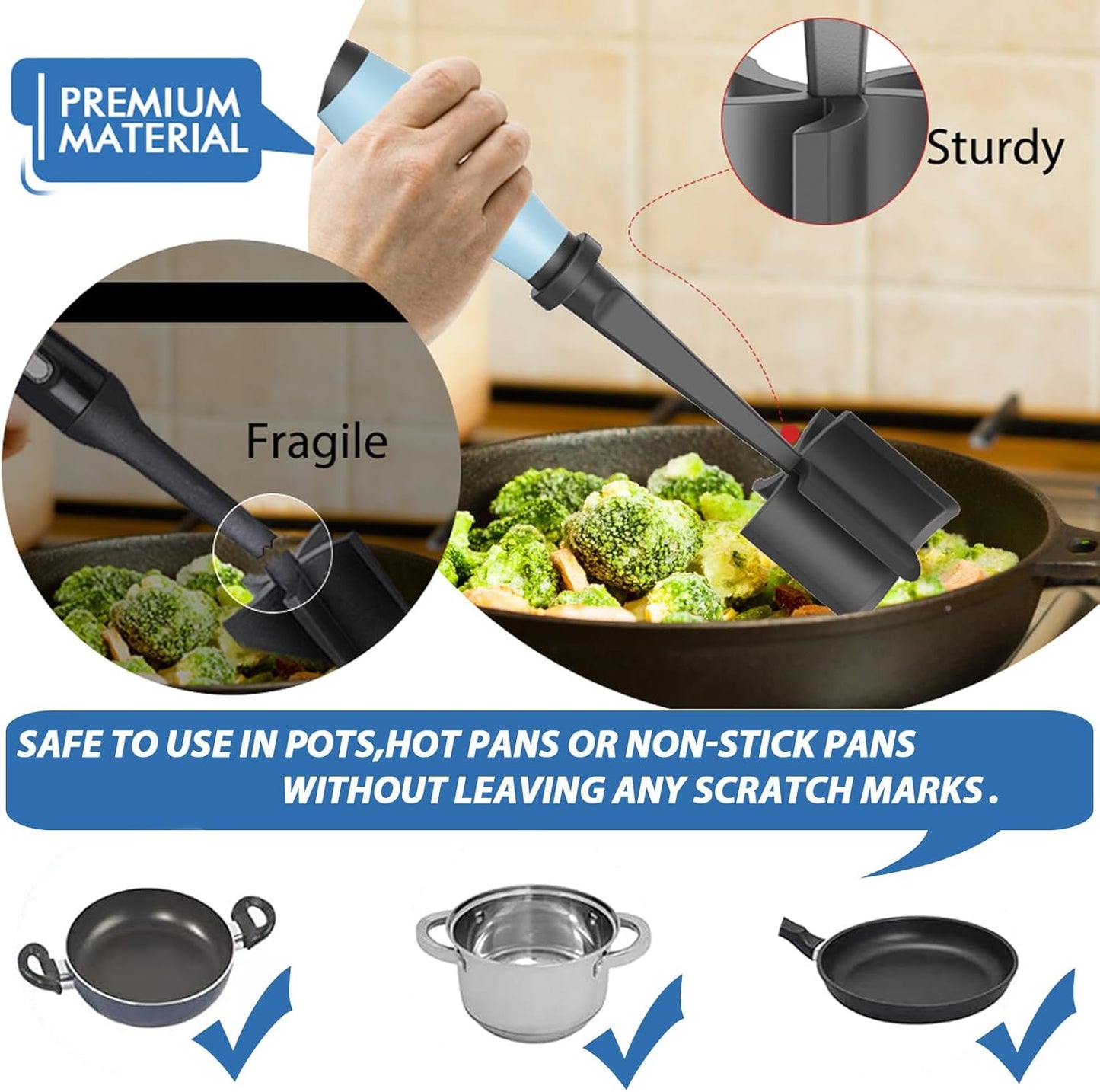 Skiennix Meat Chopper - Heat Resistant Nylon Hamburger Masher for Ground Beef | Aqua Color
