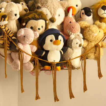 Mirolam Stuffed Animal Hammock - Large Plush Toy Storage Organizer for Bedroom & Nursery Decor - Caramel