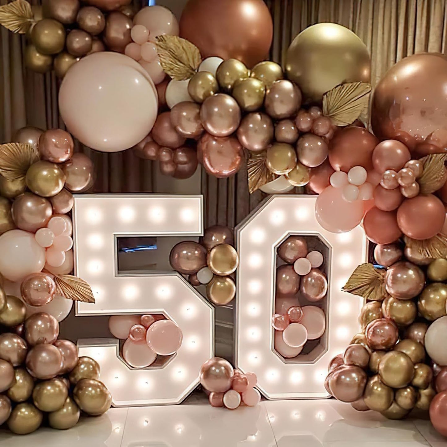 PartyWoo Rose Gold Balloon Garland Kit - 140 Pcs in Various Sizes for Stunning Birthday Decorations