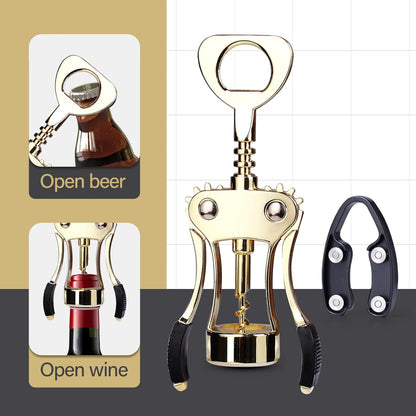 Wine Opener, Zinc Alloy Premium Wing Corkscrew Wine Bottle Opener with Multifunctional Bottles Opener, Upgrade