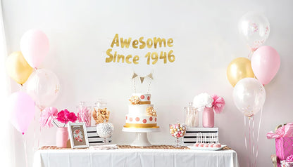 Awesome Since 1946 Gold Glitter Banner - Funny 80th Birthday Decorations for Men & Women | Party Supplies
