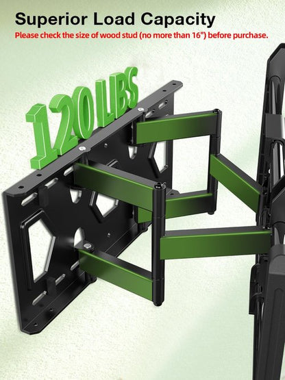 USX MOUNT Ultra Slim TV Wall Mount for Most 37-82 inch Television, Full Motion TV Mount Dual Swivel Articulating Tilt 6 Arms, Up to 120lbs, VESA 600x400mm, Max 16" Wood Studs, XML602-K