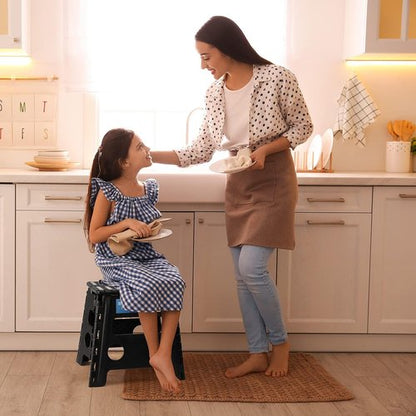 Korpai Folding Step Stool - 13-Inch Non-Slip Stool for Adults & Kids | Collapsible Design, Black
