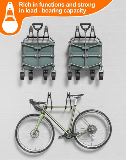 QcoQce Heavy-Duty Garage Hooks - 14 Pack Wall Mount Storage Solution for Bikes, Ladders & Tools