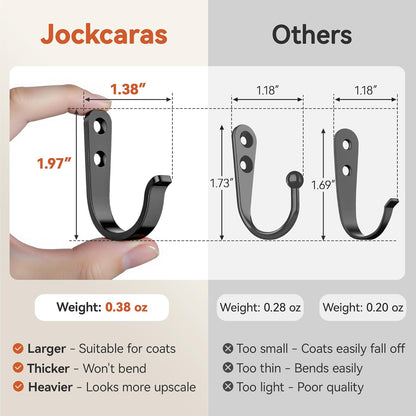 **Black Metal Wall Hooks by [Brand Name] - Durable 10-Piece Set for Coats, Towels & Keys - Holds Up to 40 lbs**