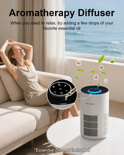 Skiennix H14 True HEPA Air Purifier - Ultra-Quiet Bedroom Cleaner for Up to 1250 Ft² | White with Aroma Function