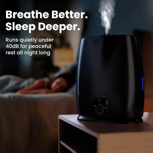 Everlasting Comfort 6L Humidifier - Quiet 50HR Runtime | No-Filter Cool Mist for Large Rooms, Baby Nursery & Allergies